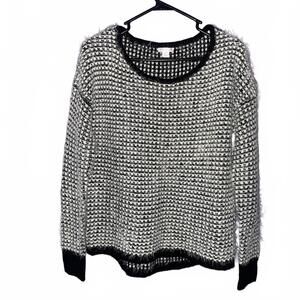 Xhilaration Black White Textured Knit Sweater Womens S Cozy Indie Soft Grunge To